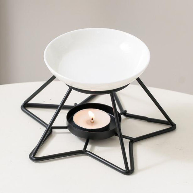 Home Fragrance Oil Burner - رف نجمة معدنية وعاء سيراميك الروائح