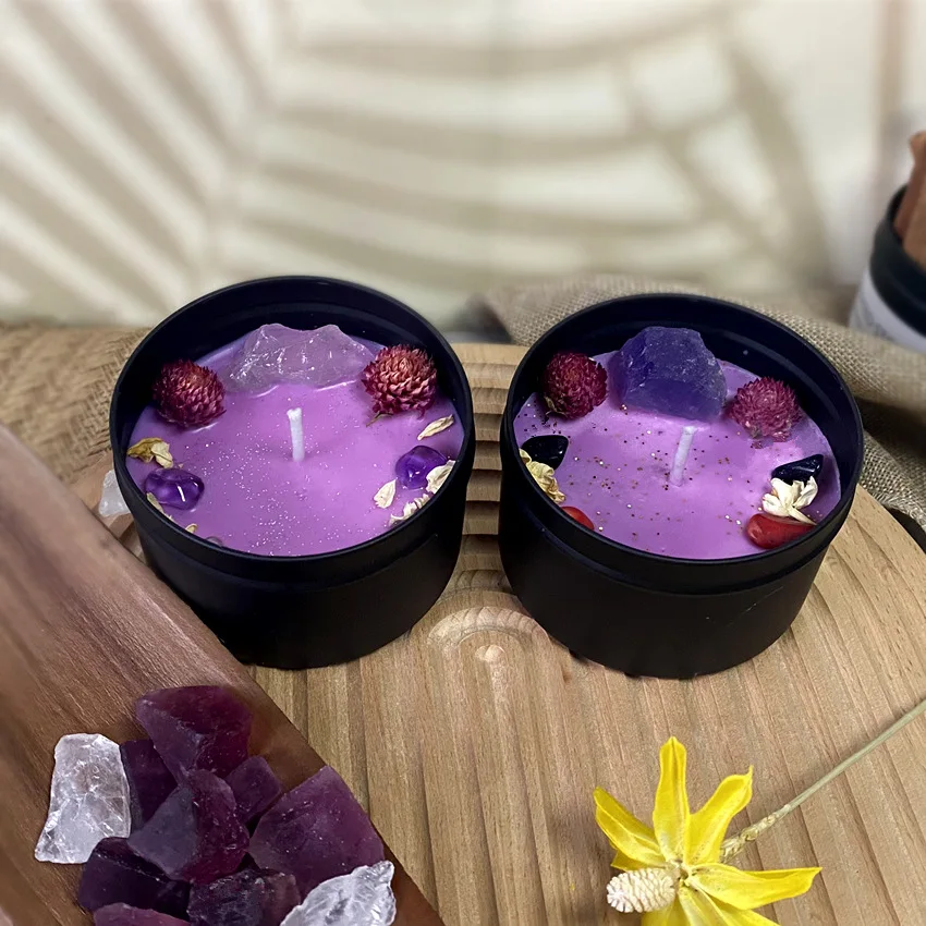 Home Fragrance Jar - 8x5.2 سنتيمتر المجففة زهرة كريستال حجر