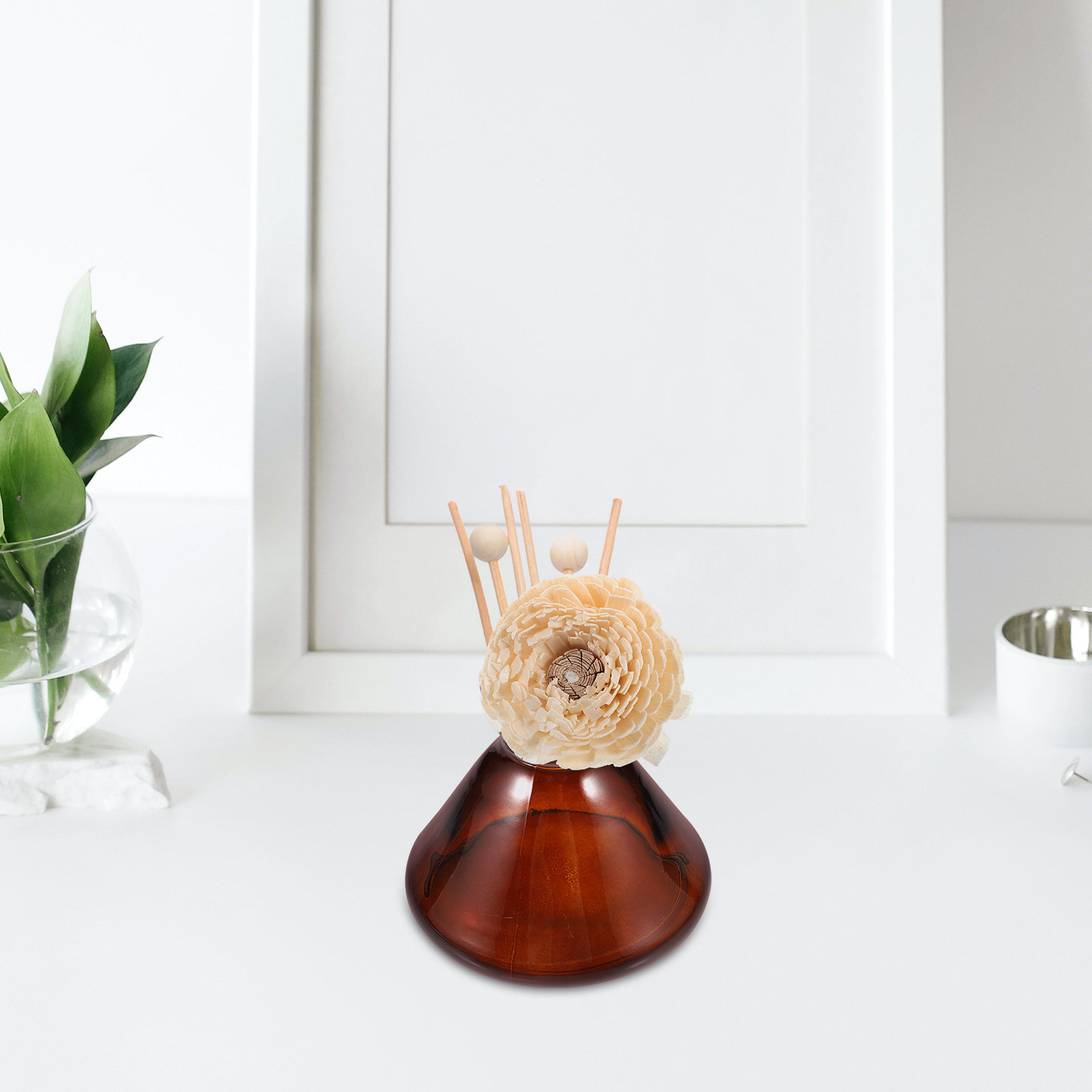 Home Fragrance Jar - زجاجة عطرية زجاجية واسعة الفوهة شفافة،